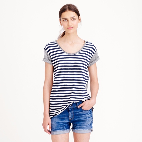 J. Crew Tops - J. Crew Vintage Cotton Colorblock Stripe T-shirt S